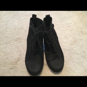 Sugar black heeled ankle lace boots - girls Size 2